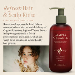 SIMPLY ORGANIC Hair Detox label close-up – olive leaf and sage for balanced moisture.