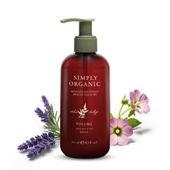 SIMPLY ORGANIC Volume bottle pour—lightweight rinse for fine hair.