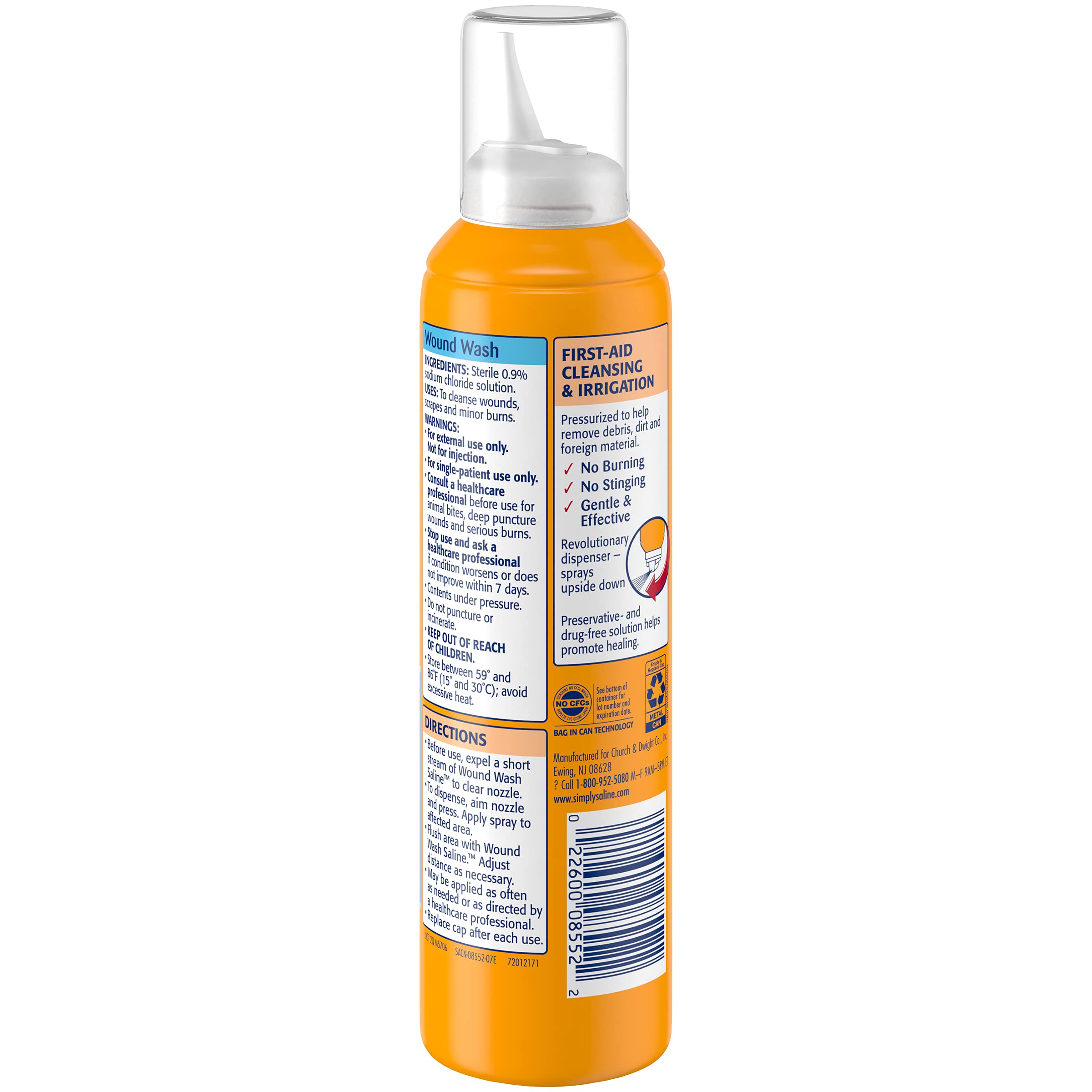 Simply Saline Wound Wash 6-pack packaging shown for convenient first aid storage