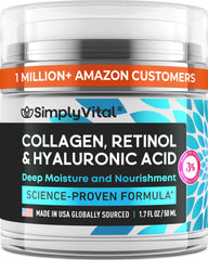 SimplyVital anti-aging face moisturizer bottle for daily hydration and firming benefits.