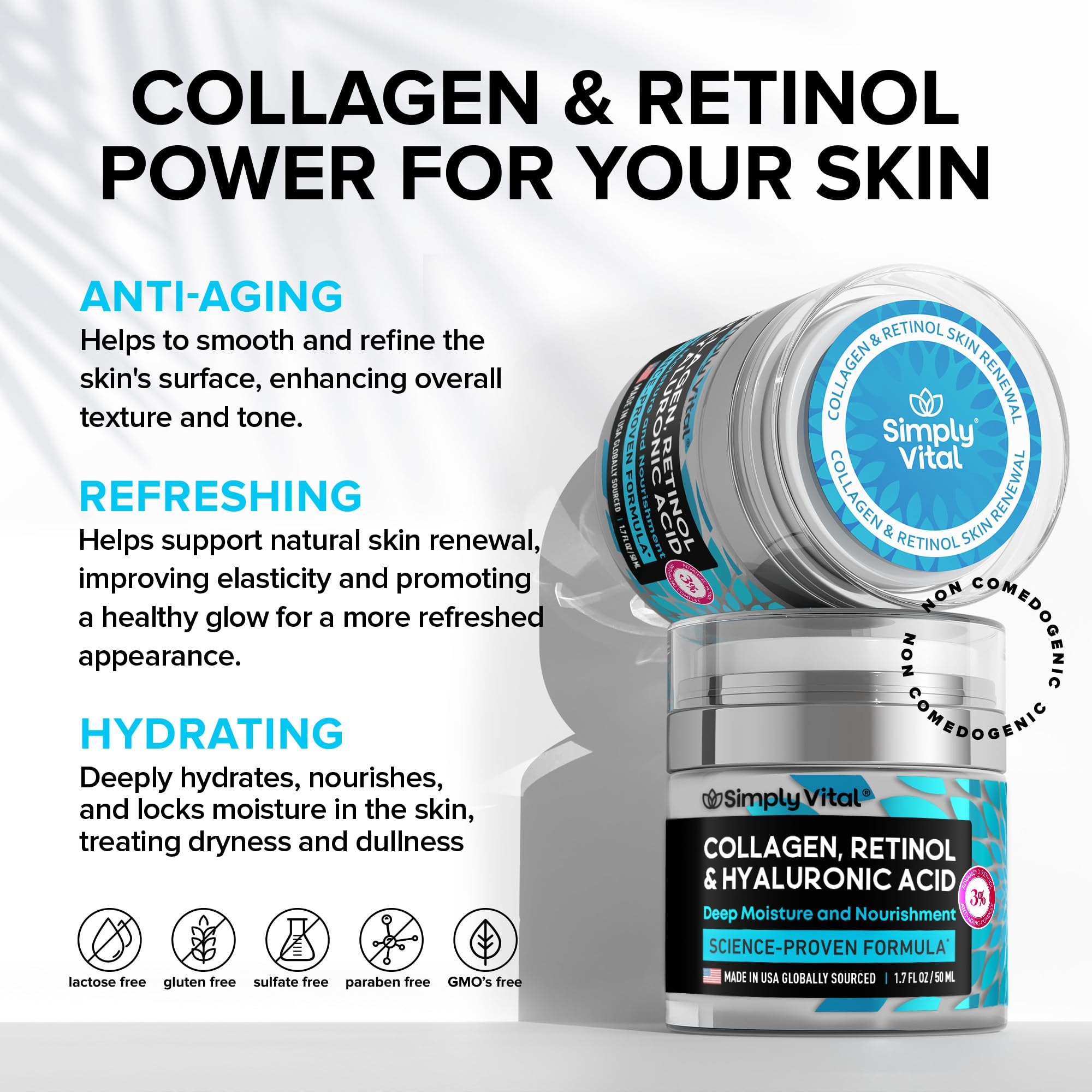 SimplyVital cream texture swirl shows rich, smooth application for refreshed skin.