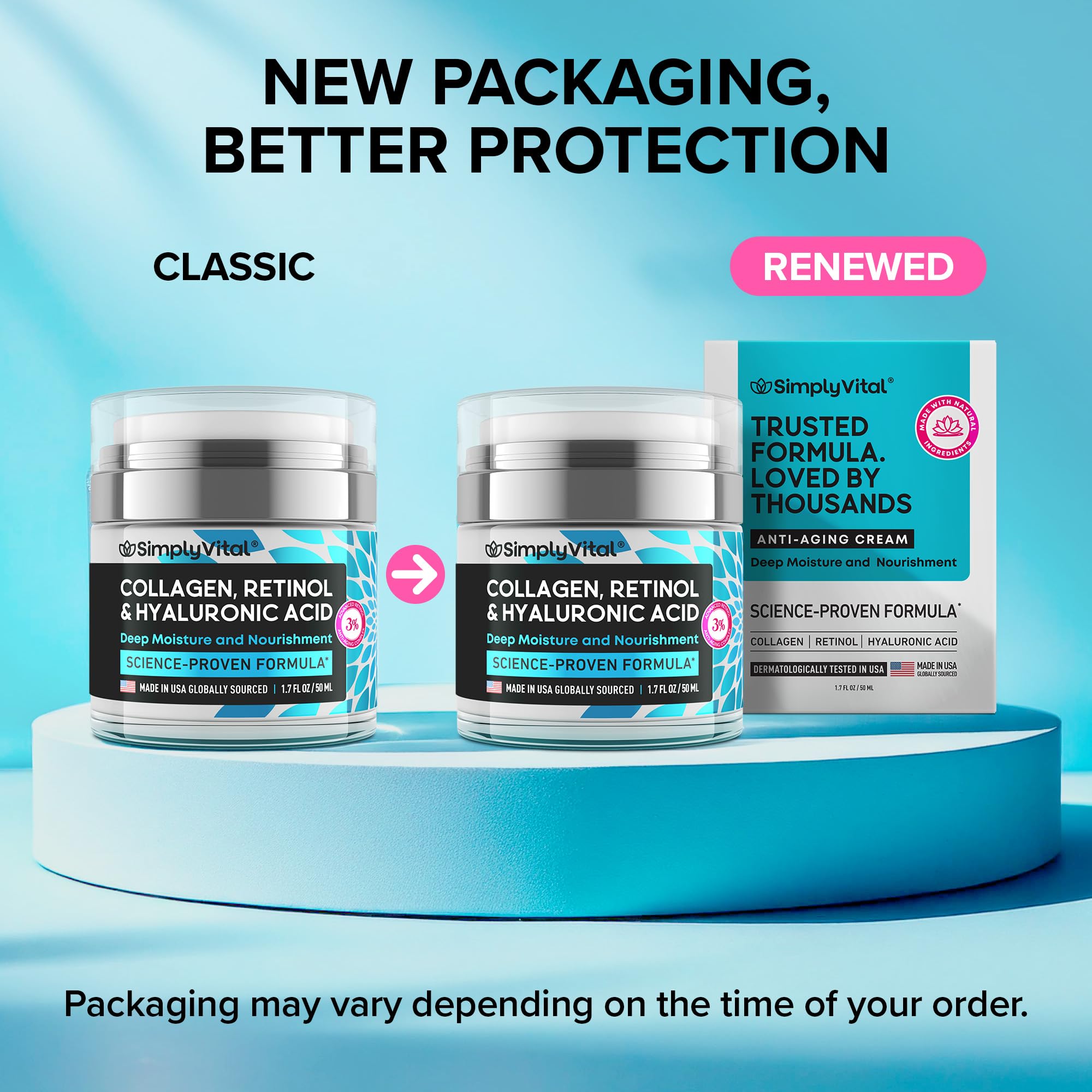 SimplyVital packaging and tube shot showcases USA-made quality and design.
