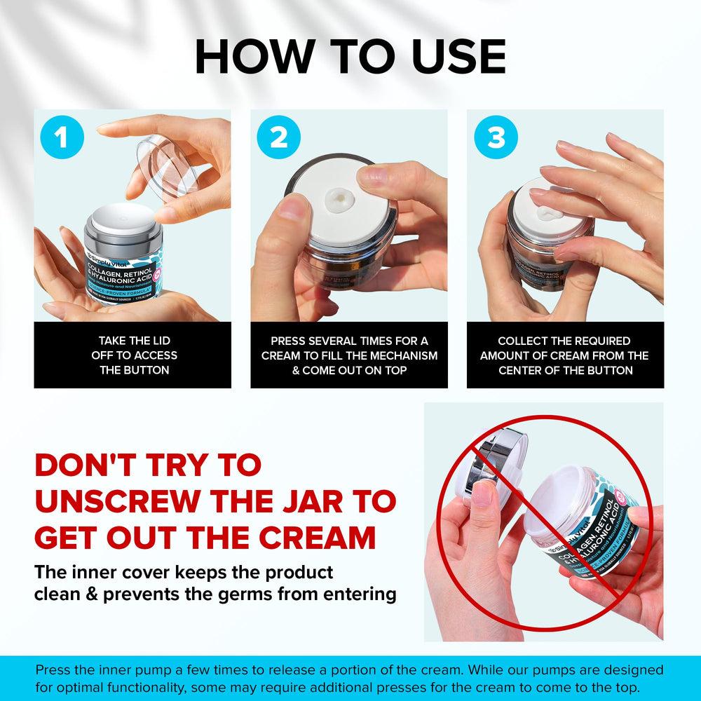 SimplyVital skin care routine setup illustrates day and night use options.