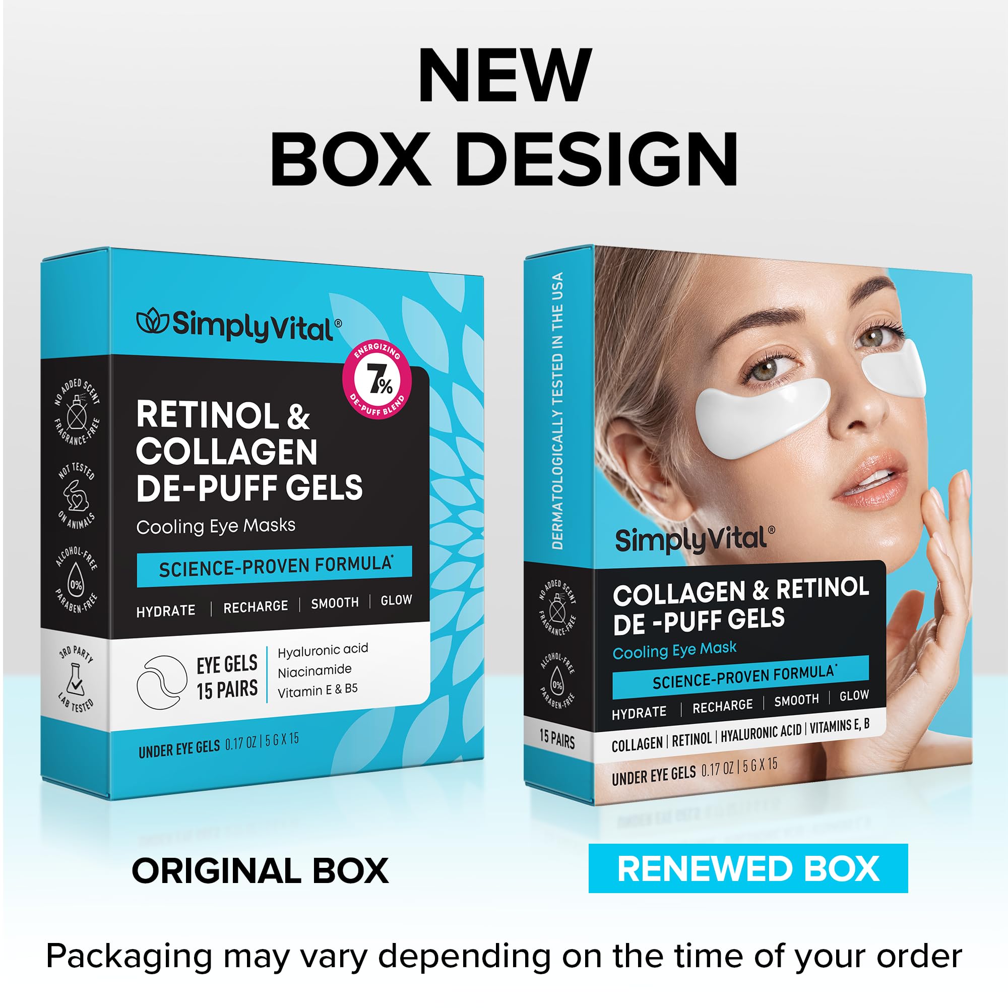 SimplyVital Under Eye Patches dermatologist-tested for safety.