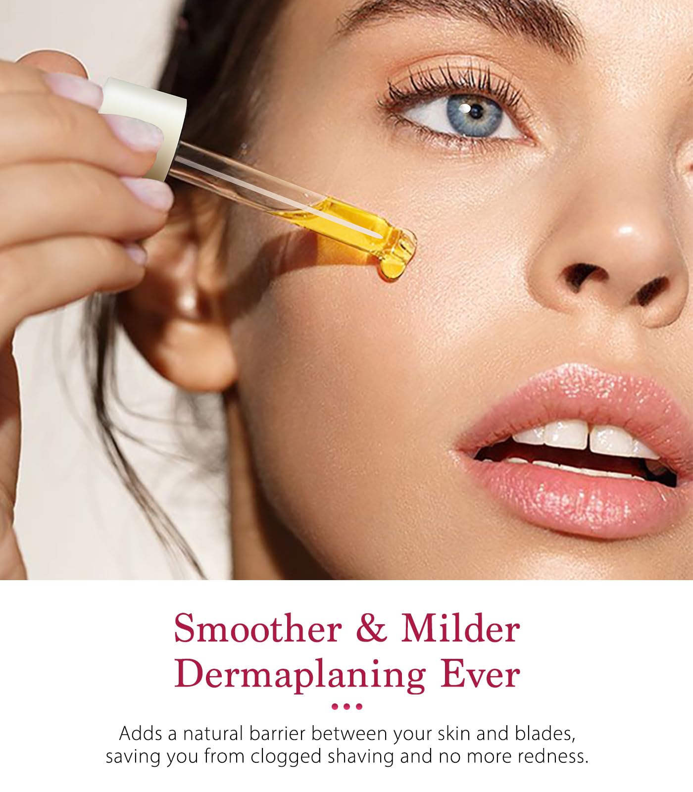 SINAHET Dermaplaning Oil on skin shows texture and soothing effect.