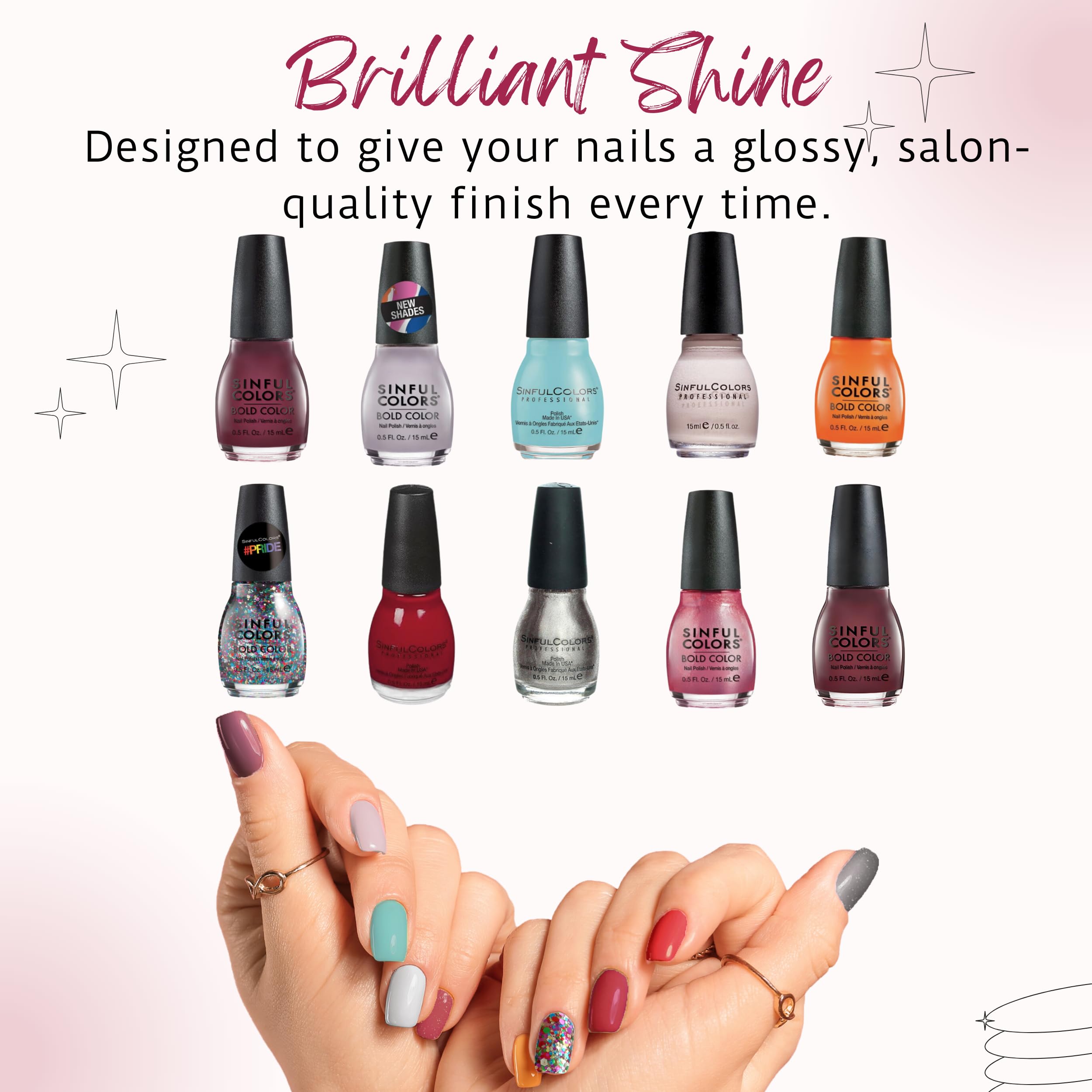 SinfulColors bottle closeup showing glossy finish and rich color payoff