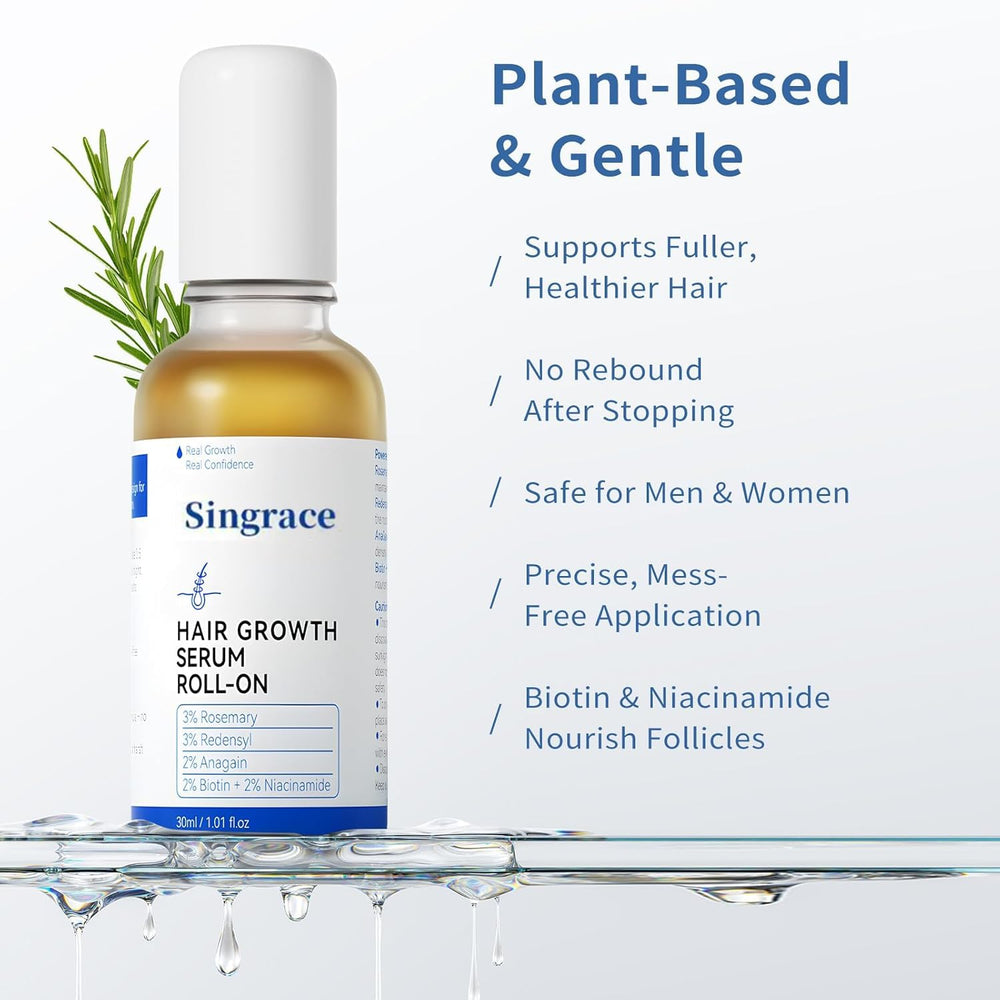 Singrace Hair Growth Serum no-rinse formula enables quick daily use.
