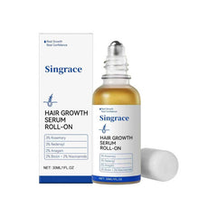 Singrace Hair Growth Serum roll-on bottle for precise, mess-free application.
