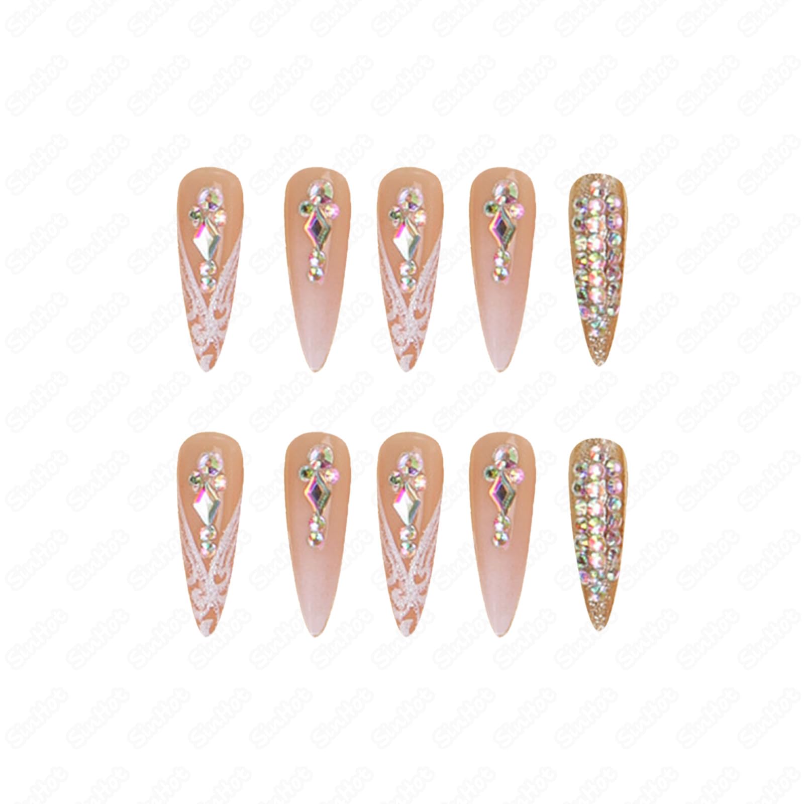SINHOT long stiletto nails ready to wear for evenings.