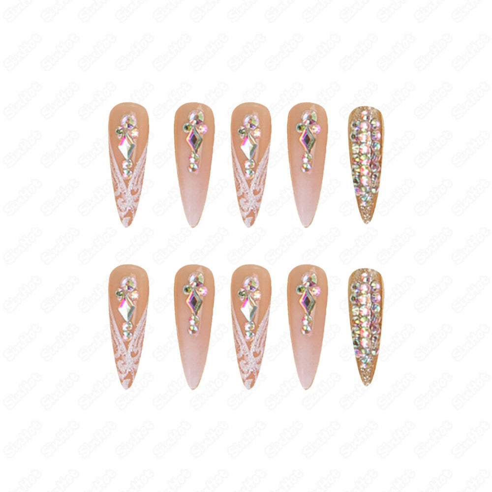 SINHOT long stiletto nails ready to wear for evenings.