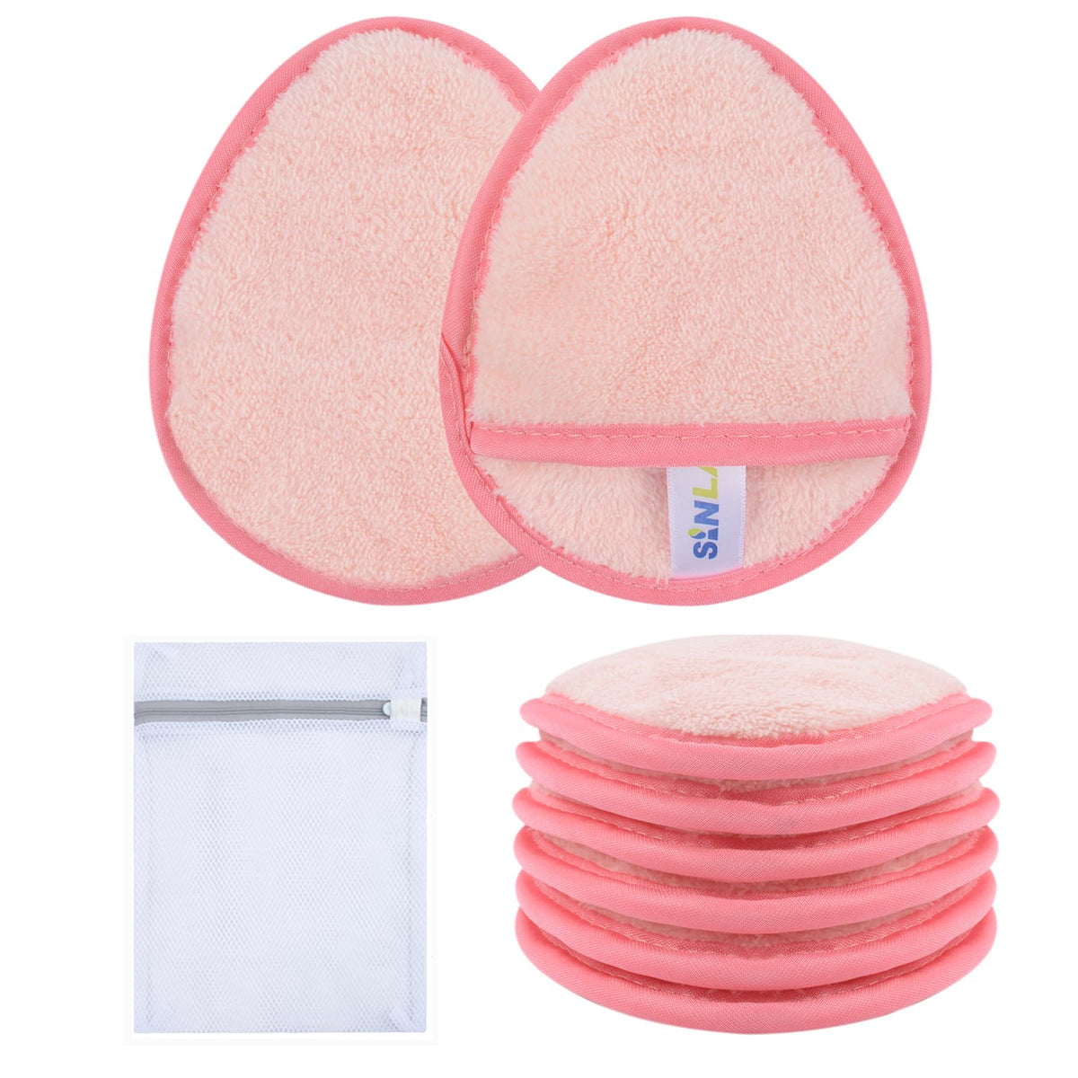 SINLAND reusable makeup remover pad for the face with soft microfiber texture for gentle cleansing