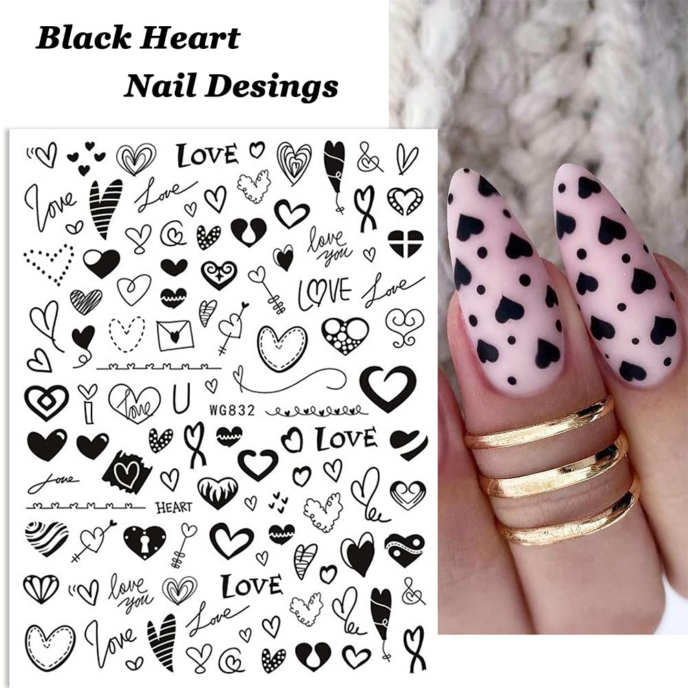 SINSEN heart nail stickers 3D self-adhesive design for quick DIY manicures.