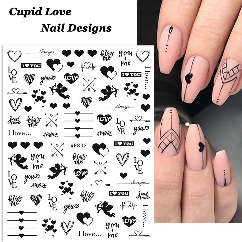 SINSEN heart nail stickers easy application with no glue required.