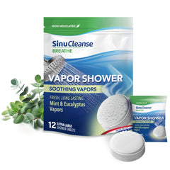 SinuCleanse mint eucalyptus extralarge tablet pack for long lasting shower aromatherapy.