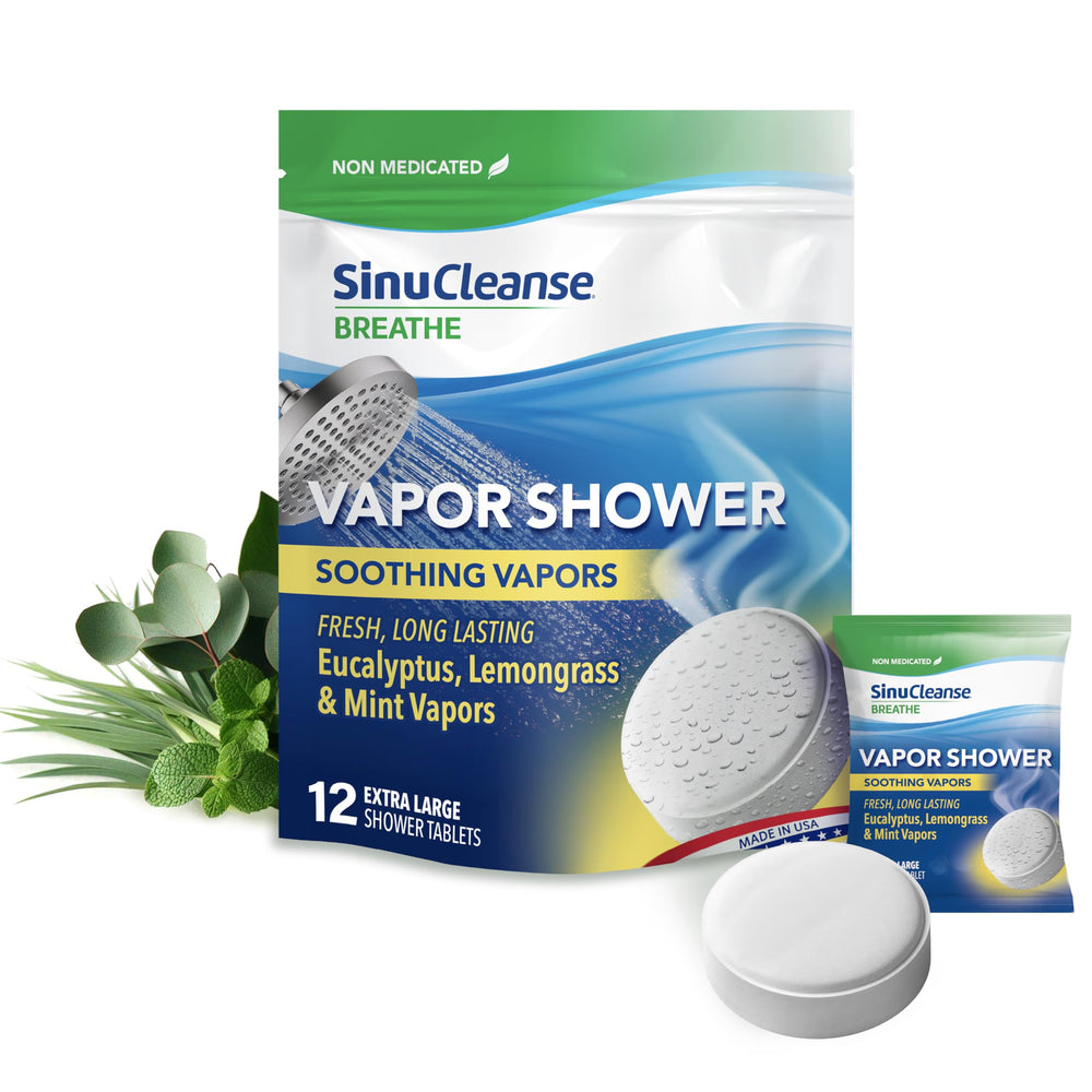 SinuCleanse vapor shower tablet lemongrass eucalyptus mint ready to release refreshing aromas
