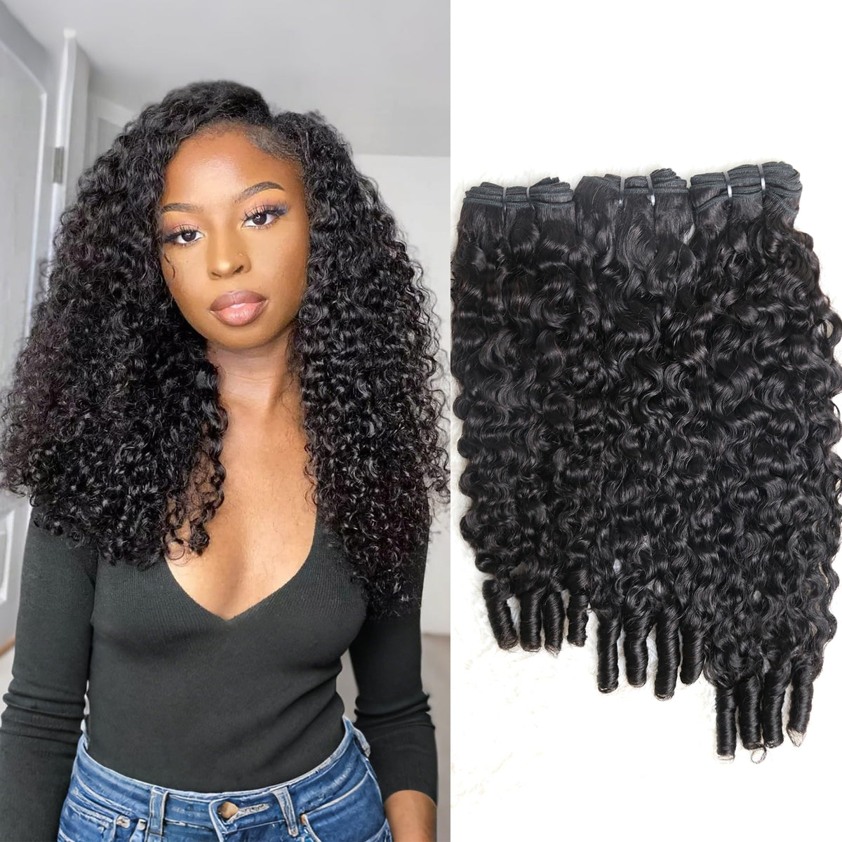 Sinuowei curly bundles 16in water-wave texture for natural-looking volume and quick installs