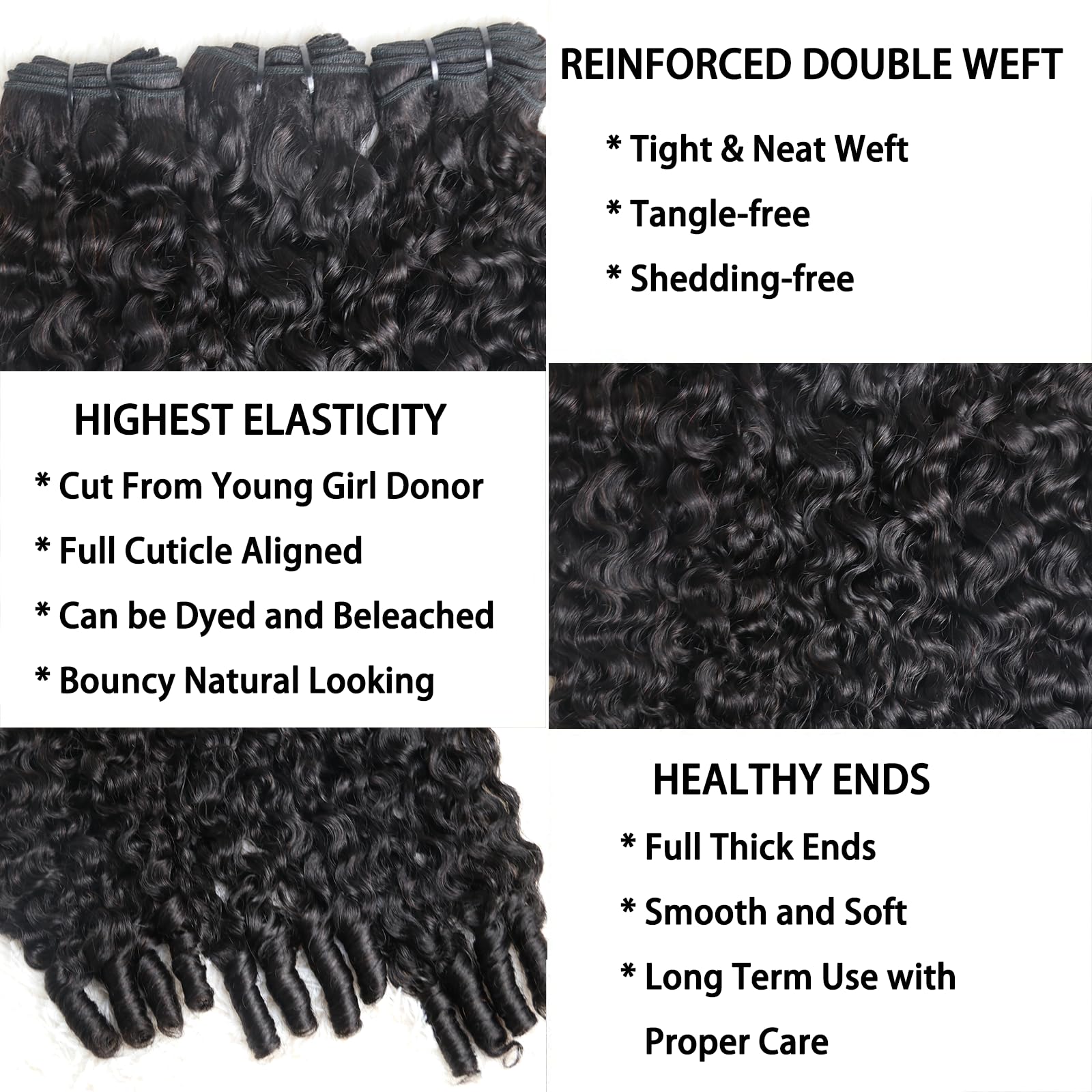Sinuowei curly bundles 18in water-wave length enhances length and fullness