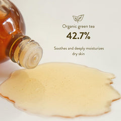 Close-up of SIORIS serum texture shows fast absorption and non-sticky finish.
