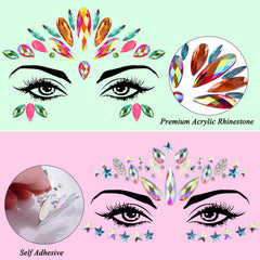 Close-up of SIQUK rhinestone face stickers on skin