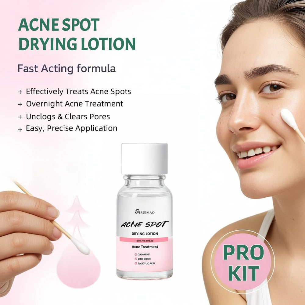 Relaxing overnight routine featuring SIRUIMAO drying lotion for clearer pores.