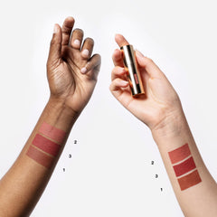 Sisley Color Cloud tawny soft-matte finish on lips and cheeks.