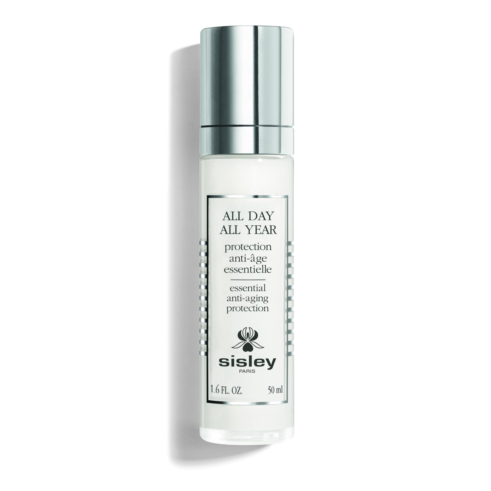 Sisley Paris All Day All Year bottle with pump for easy morning use.
