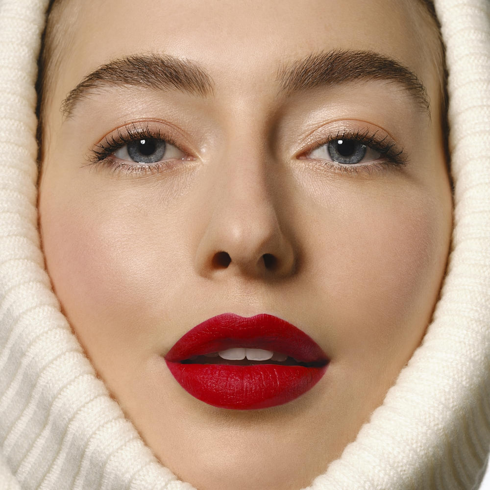 Close-up of velvety finish and rich pigment for smooth lips.