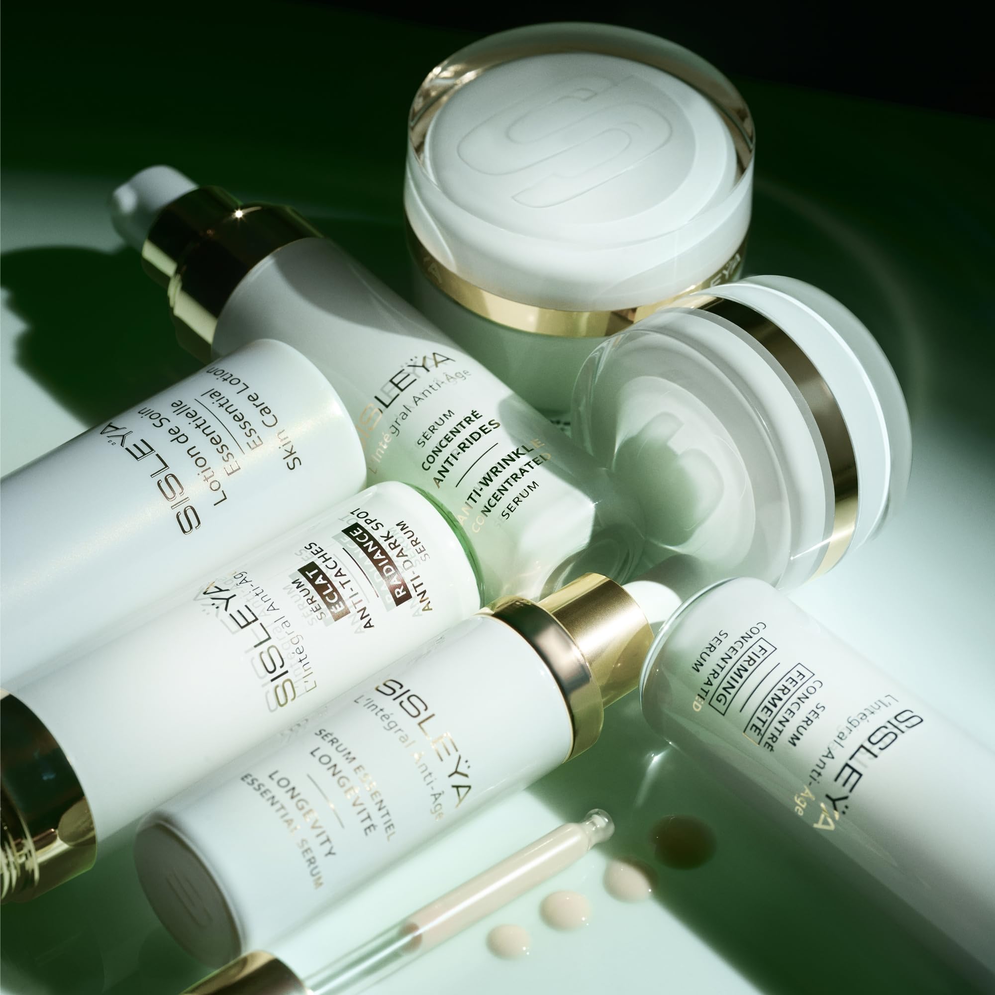 Morning skincare routine with Sisley Paris serum dropper for daily anti-aging prep.