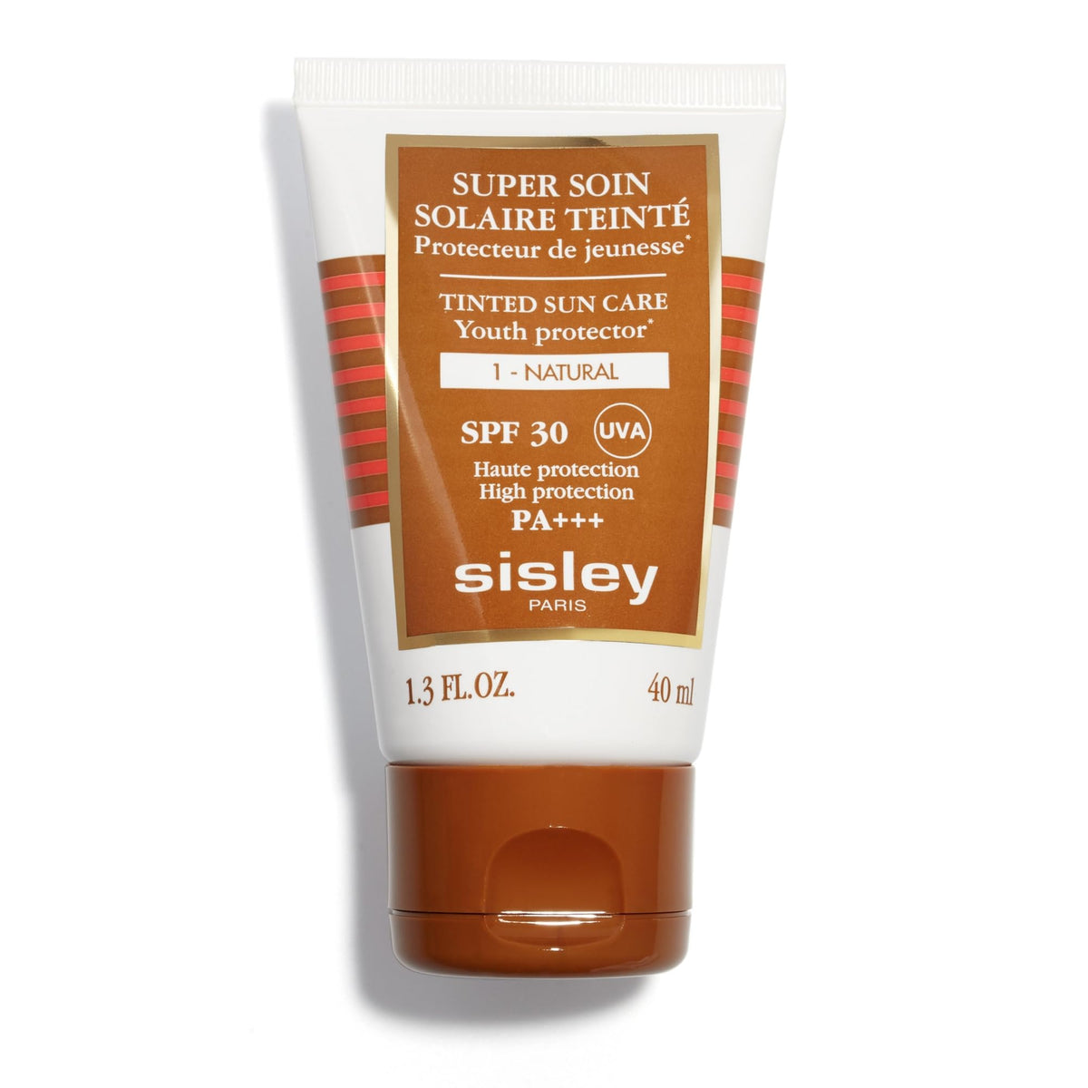 Sisley Paris tinted sunscreen cream SPF 30 natural bottle shows non-greasy finish and light coverage