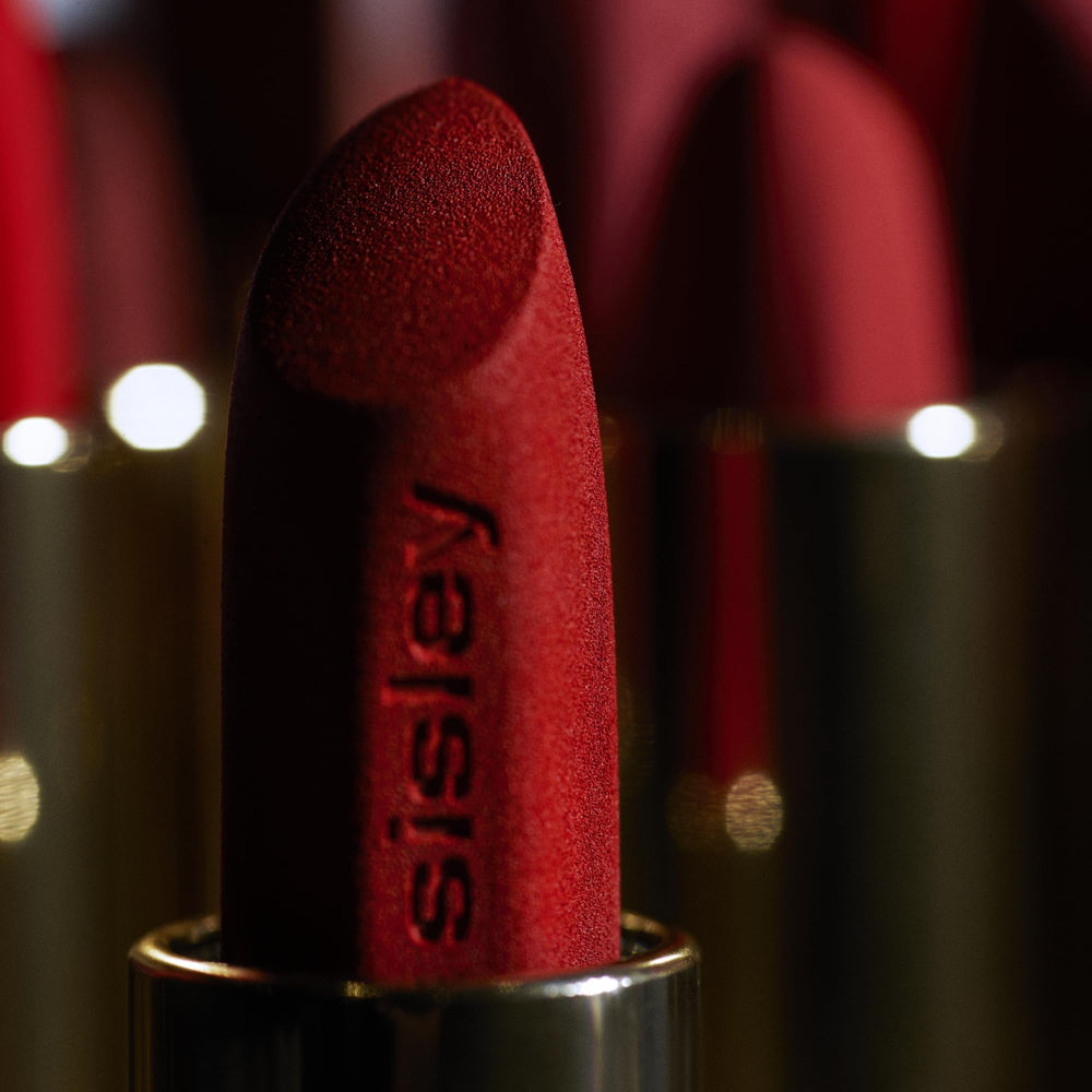 Texture view of Sisley Paris Phyto-Rouge Velvet orange fawn with velvet-like softness.