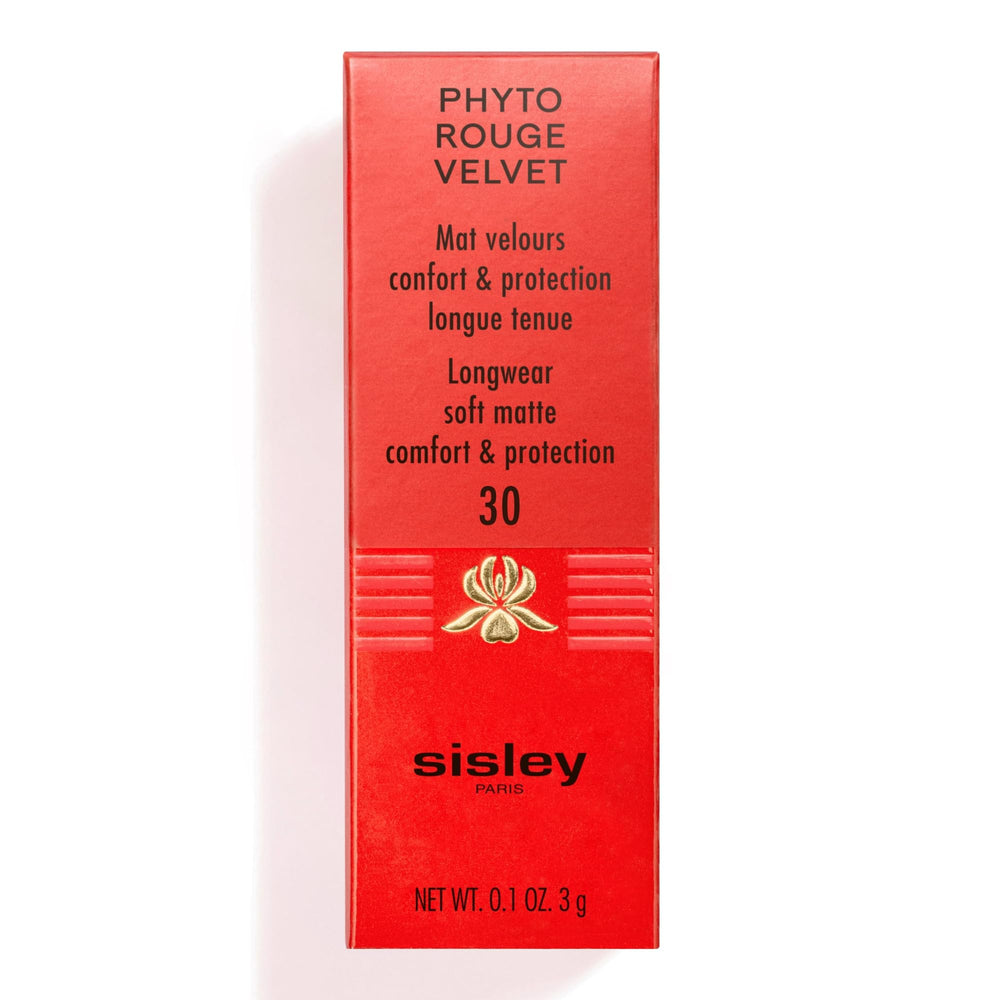 Sisley Phyto-Rouge Velvet Orange Spice moisture barrier helps lips stay hydrated.