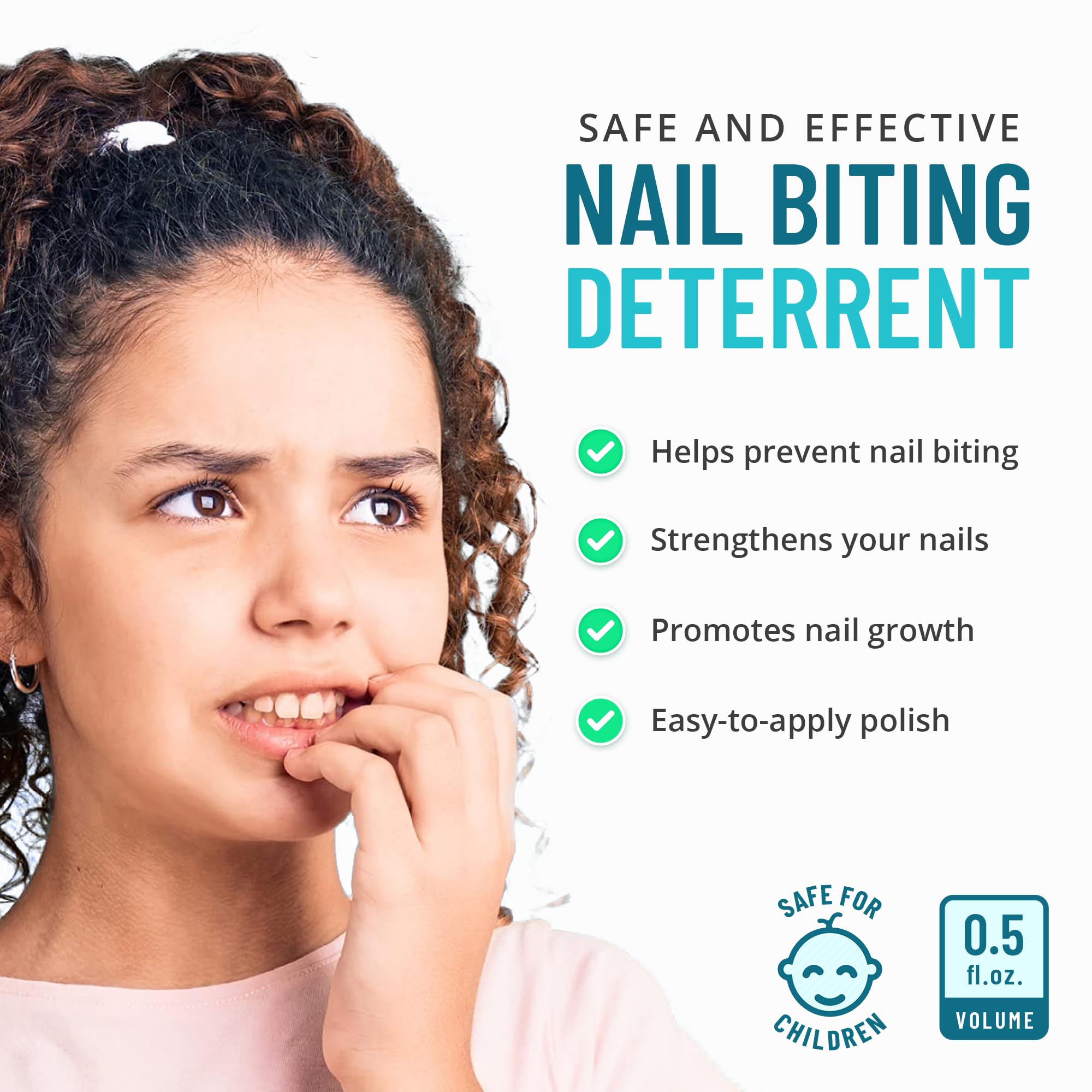 SISQUOC HEALTHCARE Stop Nail Biting clear coat shows subtle coverage for daily wear.