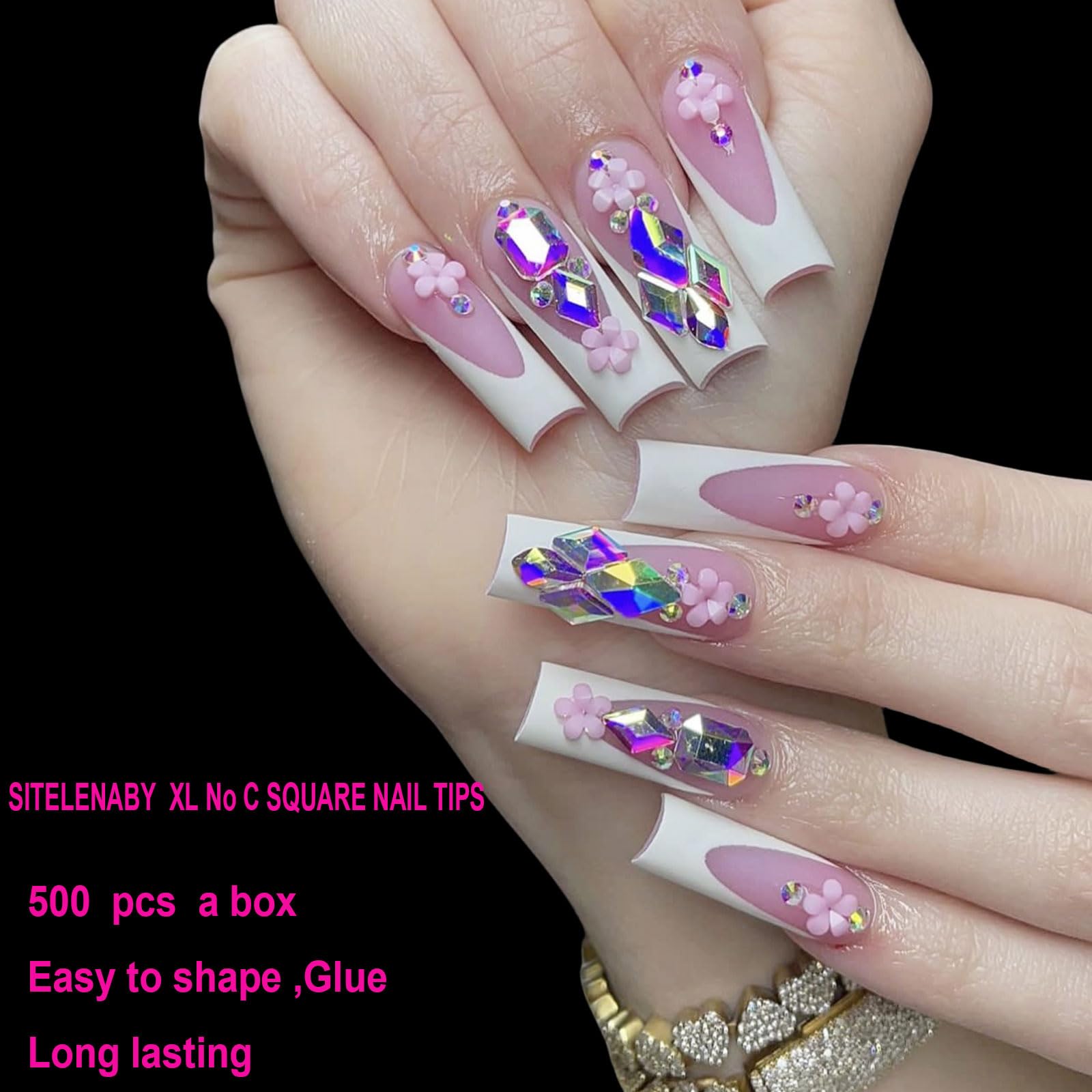 SITELENABY XL nail tips in a salon-ready, durable setup