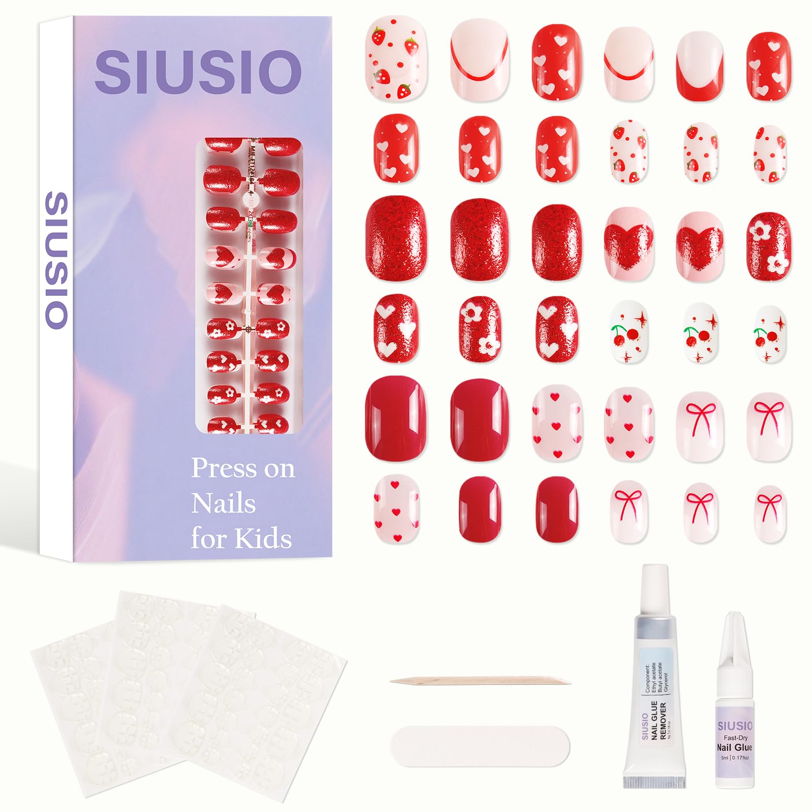 SIUSIO 3Pack kids nails kit box showing complete set for at home manicure fun
