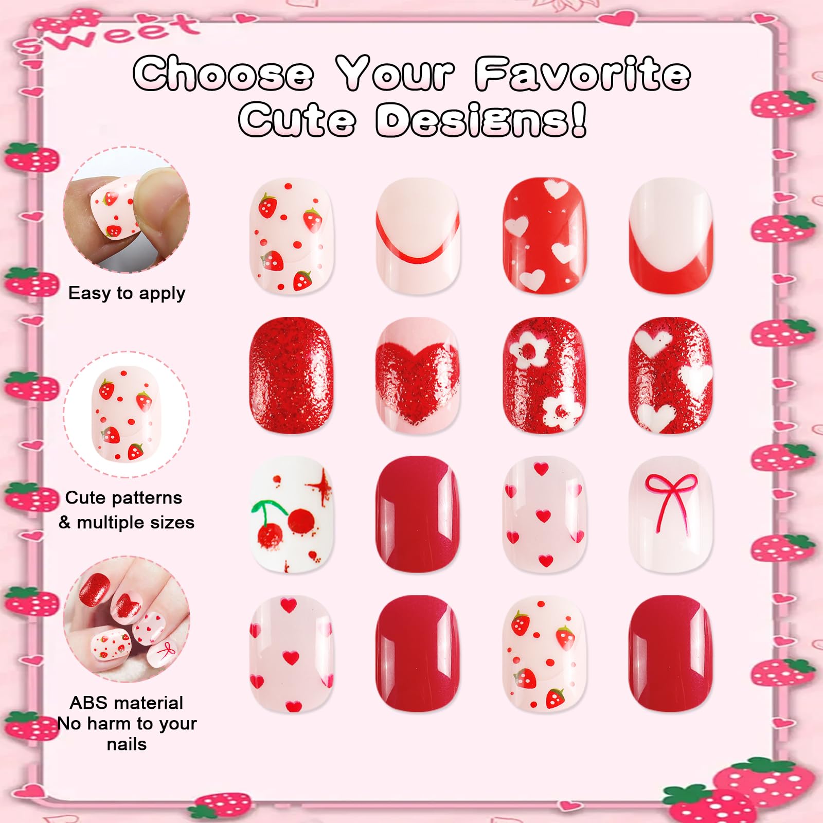 SIUSIO cherries design nails ideal for playful kids outfits