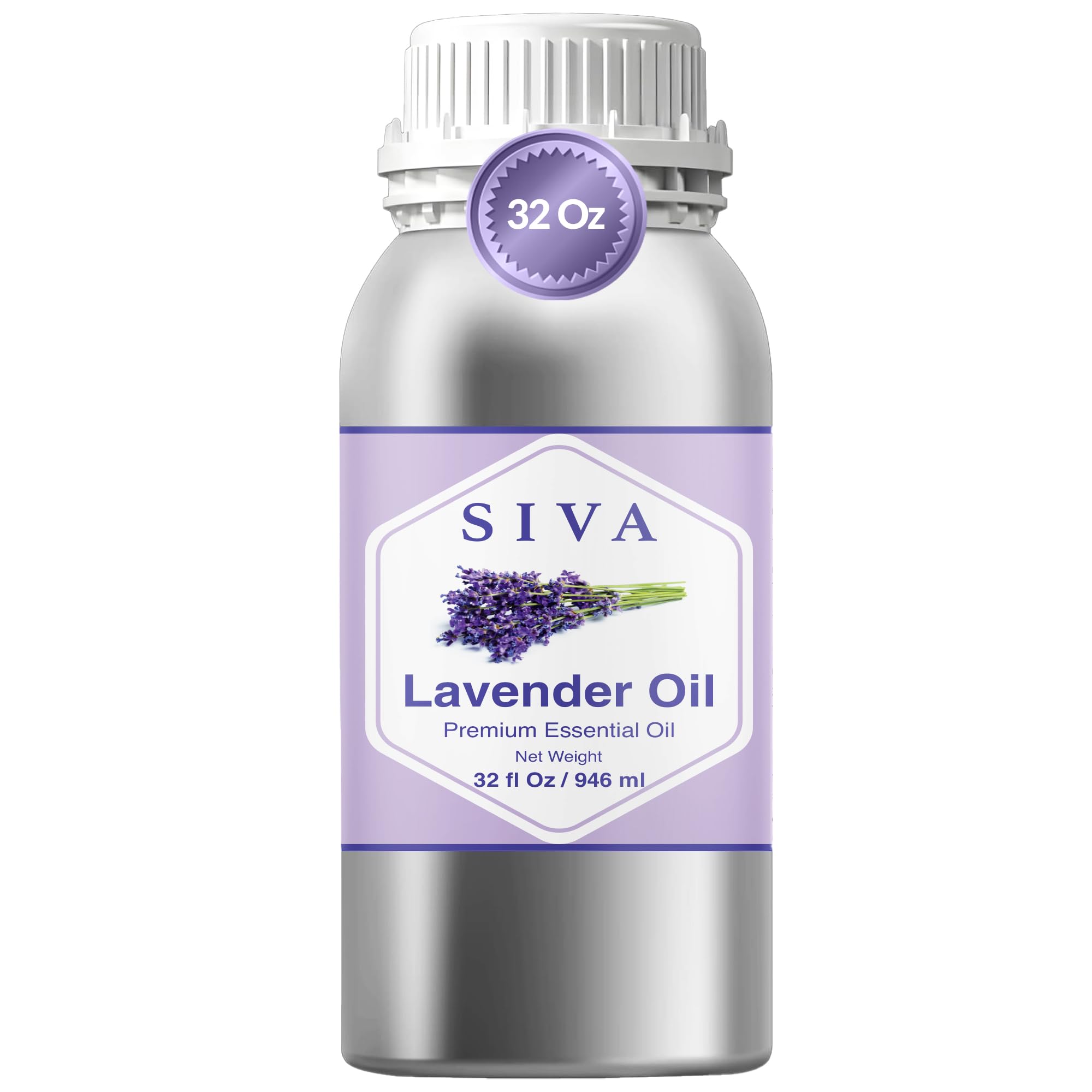 Siva Lavender 32oz bottle pour showcasing pure lavender aroma for calming spaces.