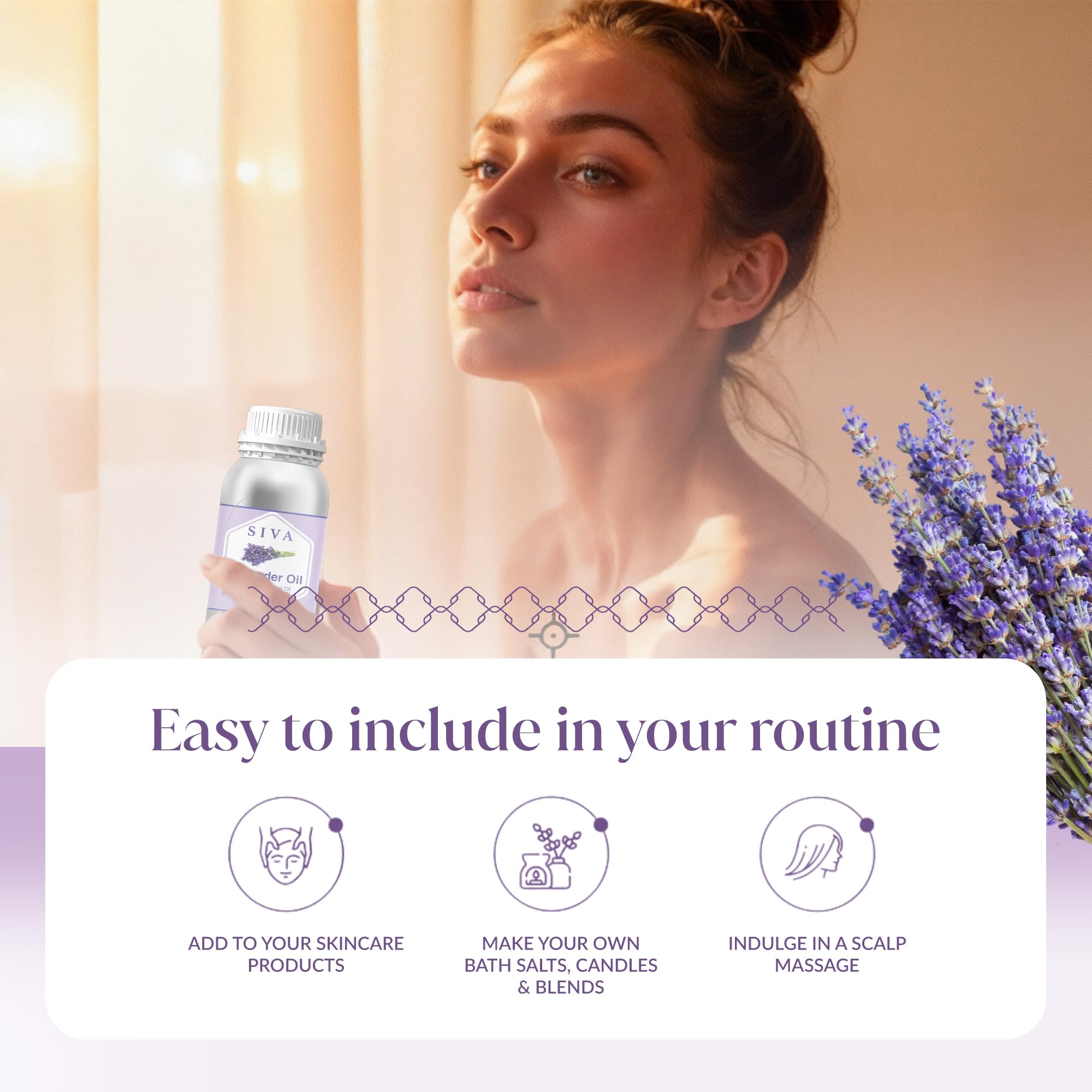 Siva Lavender foot bath relaxation featuring calming scent in warm water.