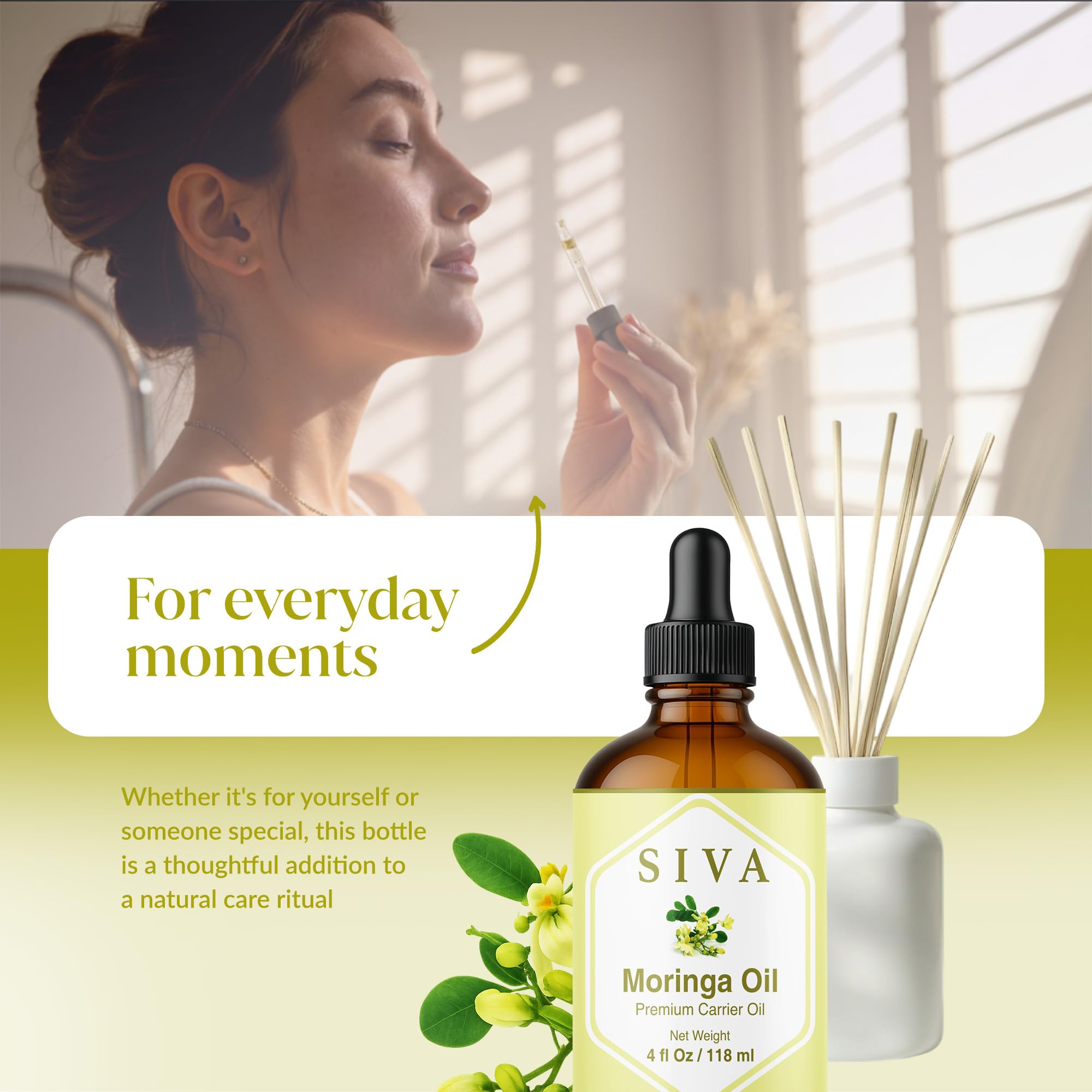 SIVA Moringa oil used in shower or bath for quick body care.