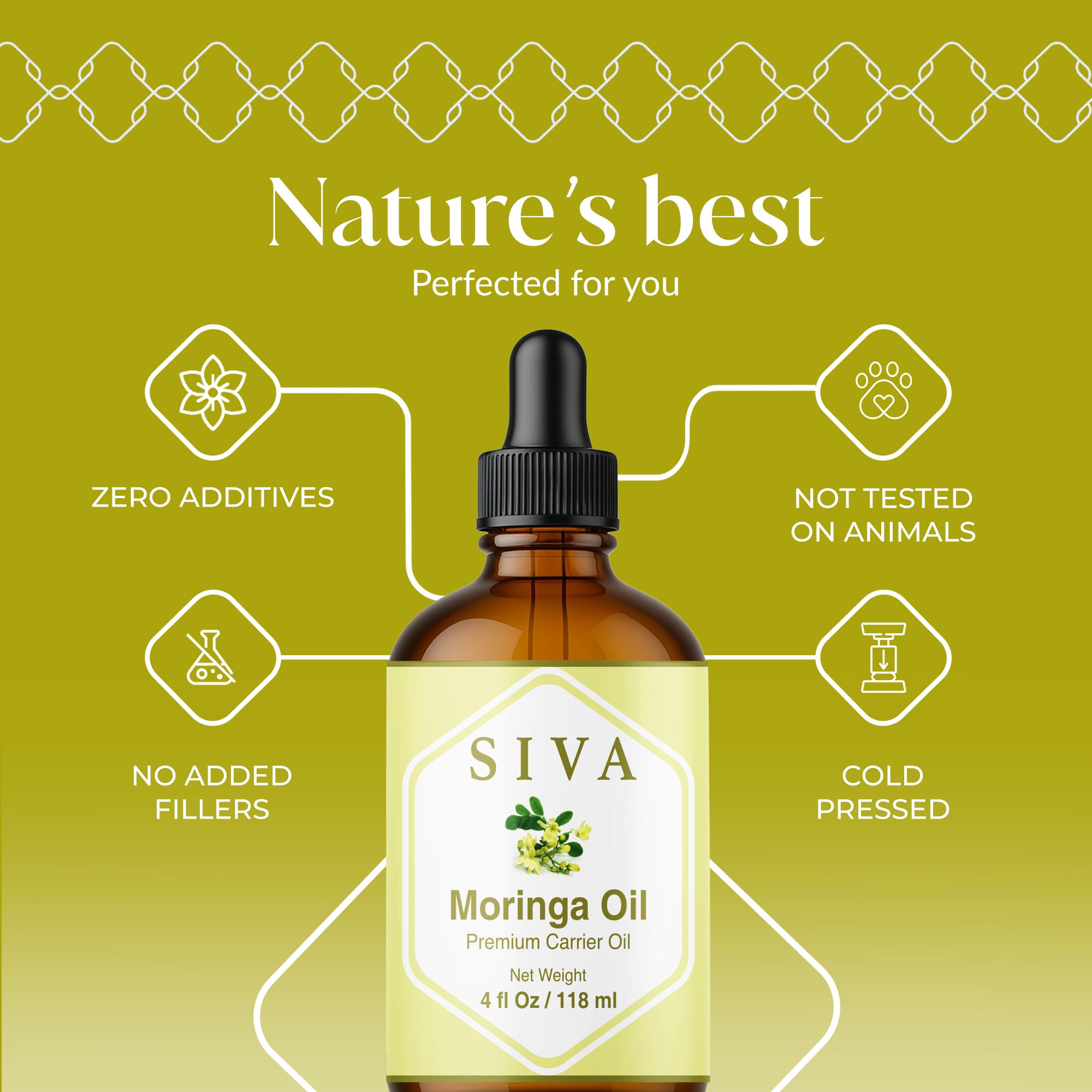 SIVA Moringa oil close-up of raw seeds for natural cold-pressed quality.