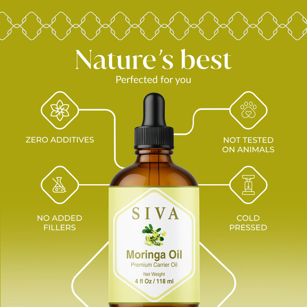 SIVA Moringa oil close-up of raw seeds for natural cold-pressed quality.