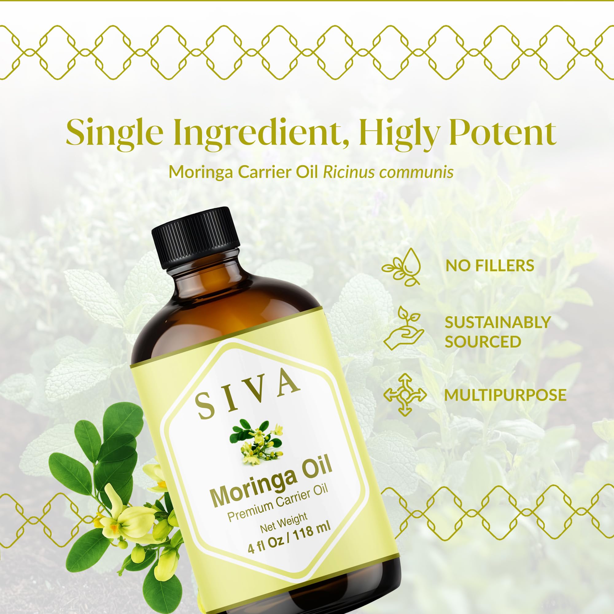 SIVA Moringa oil skin-care application on clean skin for hydration.