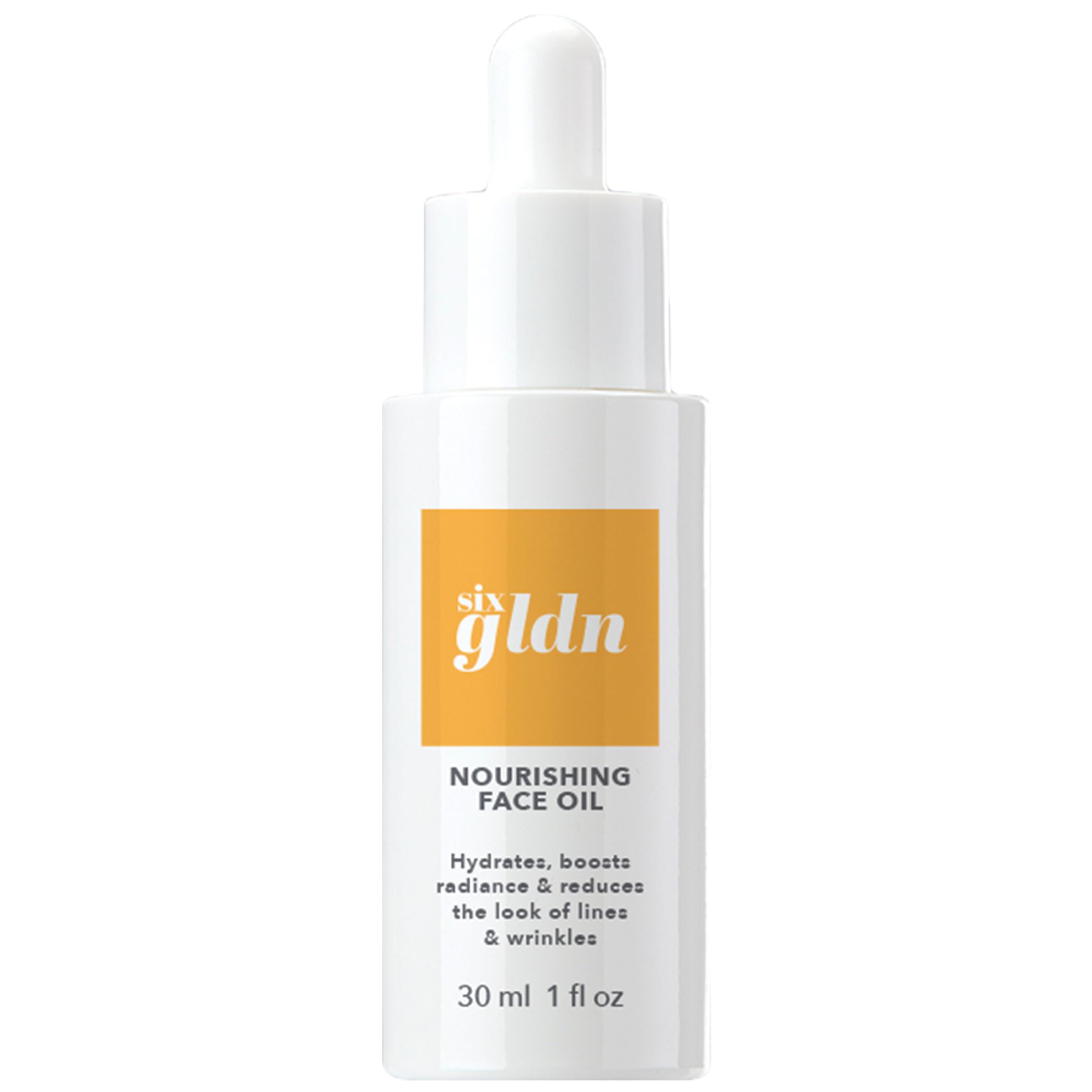 Six Gldn Nourishing Face Oil bottle pour showing silky hydration with no greasy finish