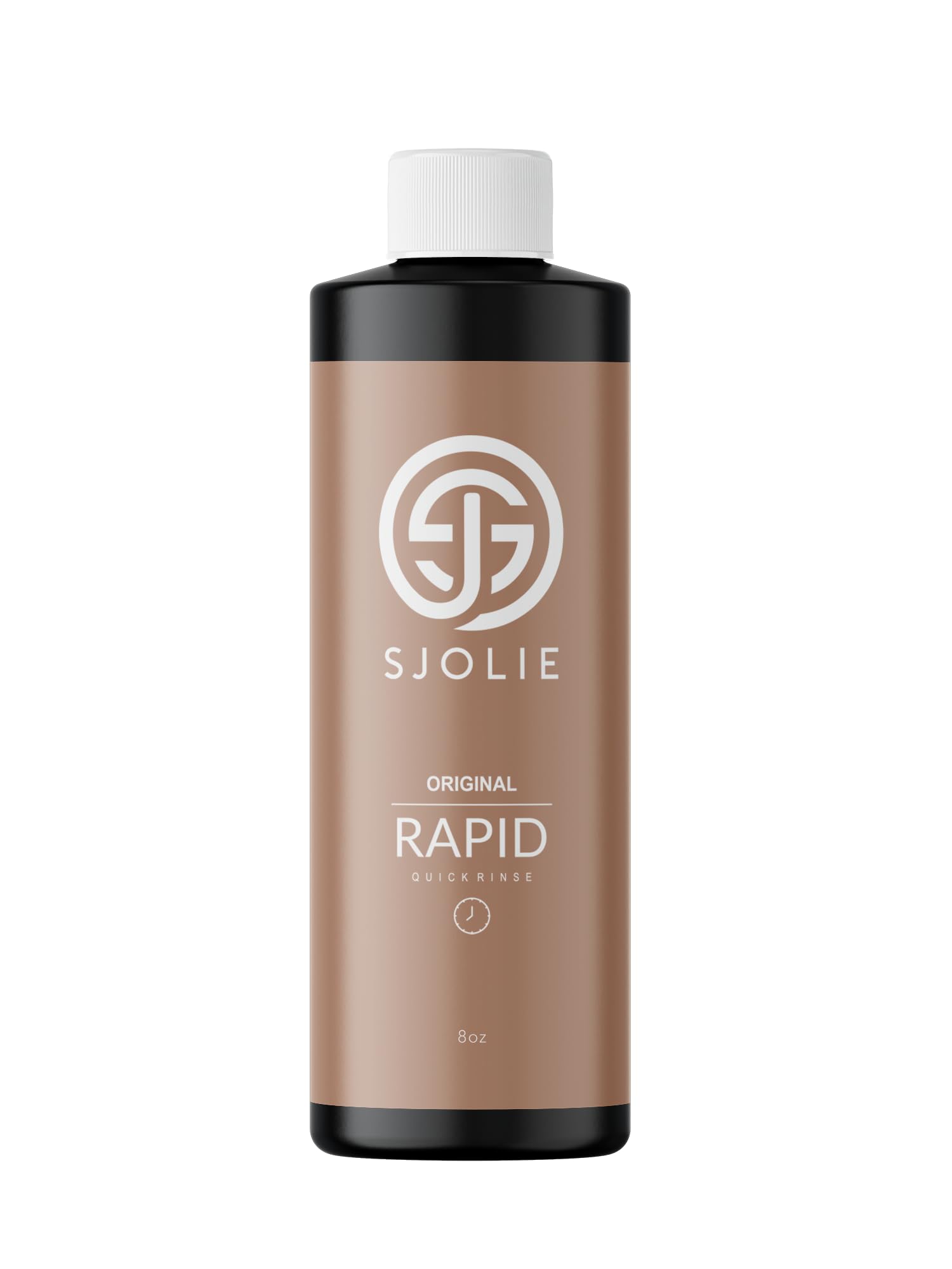 Sjolie Sunless Rapid Spray Tan bottle closeup shows fast-drying formula.