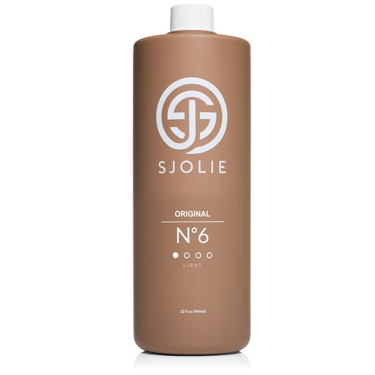 SJOLIE Spray Tan No. 6 bottle highlights a hydrating formula for a natural glow