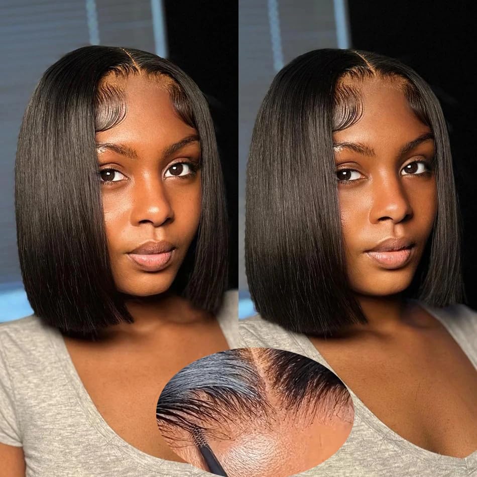SJXAL short bob wig front view shows natural straight hair for daily wear.
