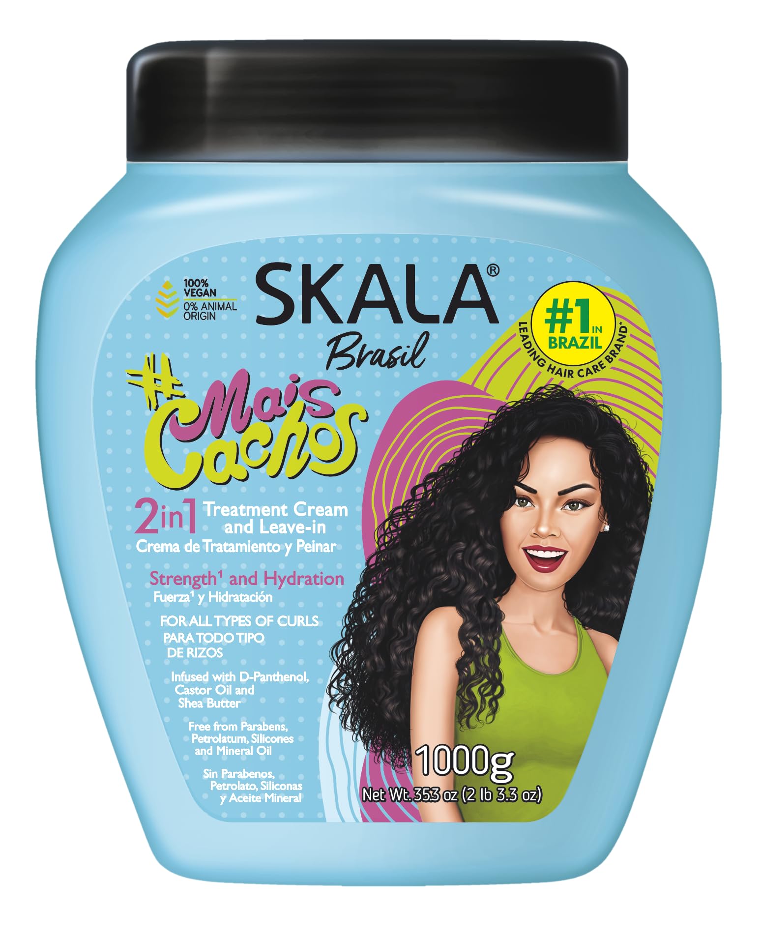 Curl-definition close-up of SKALA Mais Cachos 2-in-1 cream.