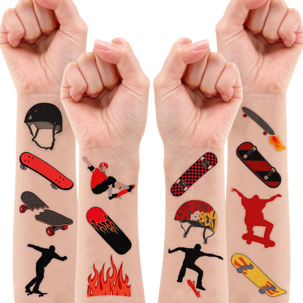 96PCS skateboard tattoos arrive gift-ready for young skate enthusiasts.