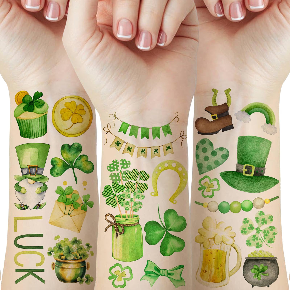Skedimu St Patrick's Day tattoos with 76 festive patterns for party art.