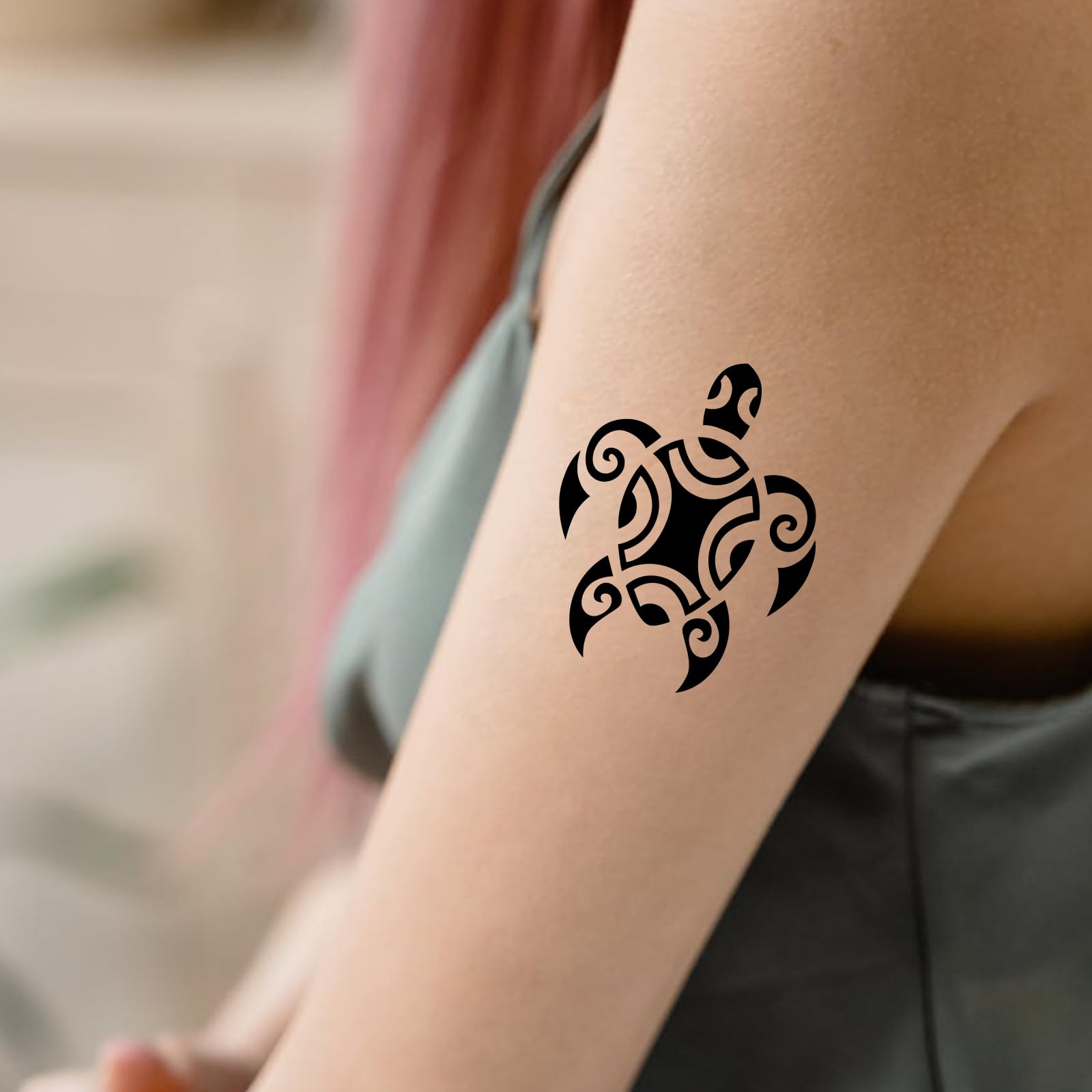 Skedimu turtle tattoo sheet 5 fits neck, arms, and shoulders for party looks.