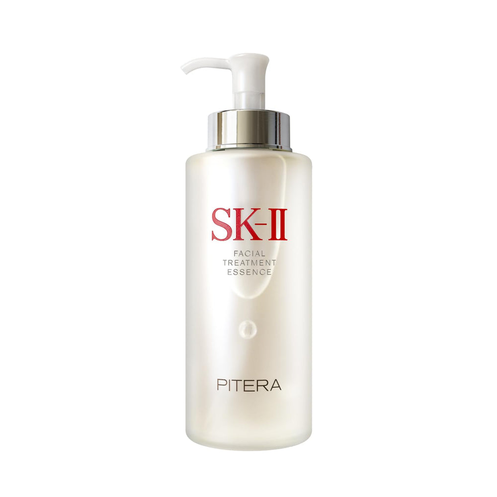 SK-II Facial Treatment Essence bottle pouring demonstrates hydration for the skin.